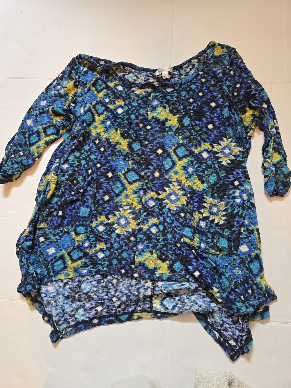 Studio Blue Multicolor Geometric Scoop Neck Blouse